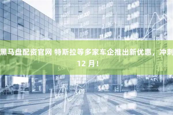 黑马盘配资官网 特斯拉等多家车企推出新优惠，冲刺 12 月！