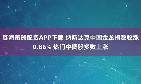鑫海策略配资APP下载 纳斯达克中国金龙指数收涨0.86% 热门中概股多数上涨